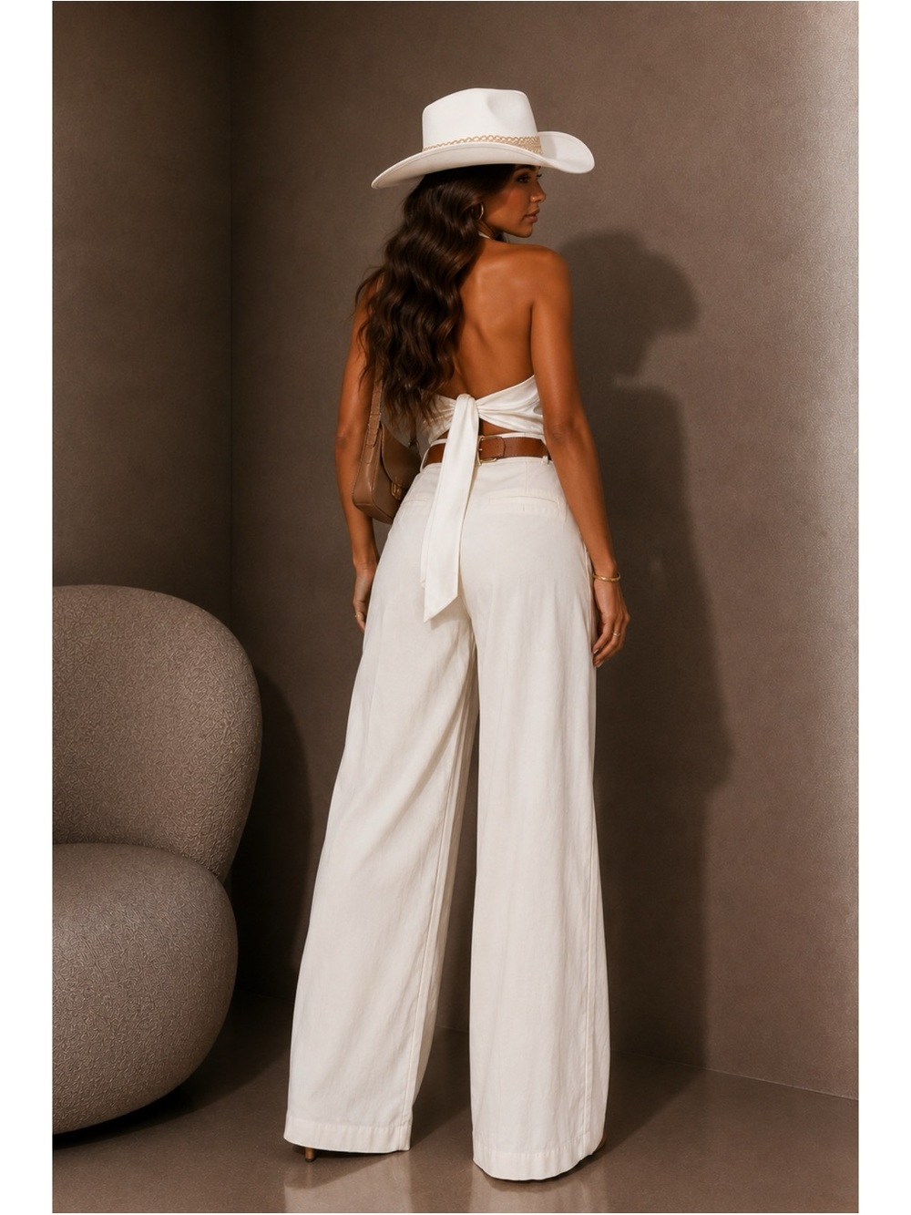 NWT Intricate Layered Braided Strap Cowboy Hat - IVORY
